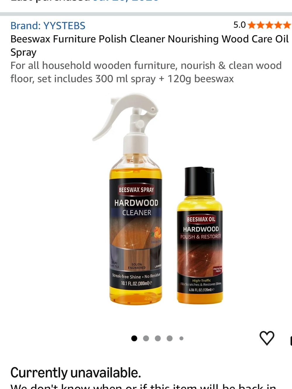 Beeswax Hardwood Cleaner & Oil Spray